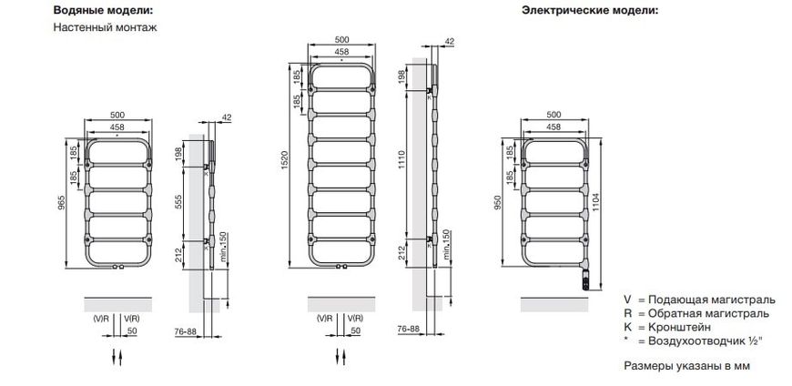 Сушка для рушників Zehnder Nobis NOB-100-050 11747 фото