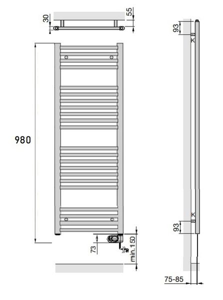 Сушки для рушників Zehnder Aura PBEZ-090-50/MQ Чорний матовий 249482 фото