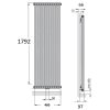 Вертикальный трубчатый радиатор Zehnder Charleston 2-колонный, высота 1800 мм, 10 секций Traffic White 5410 250746